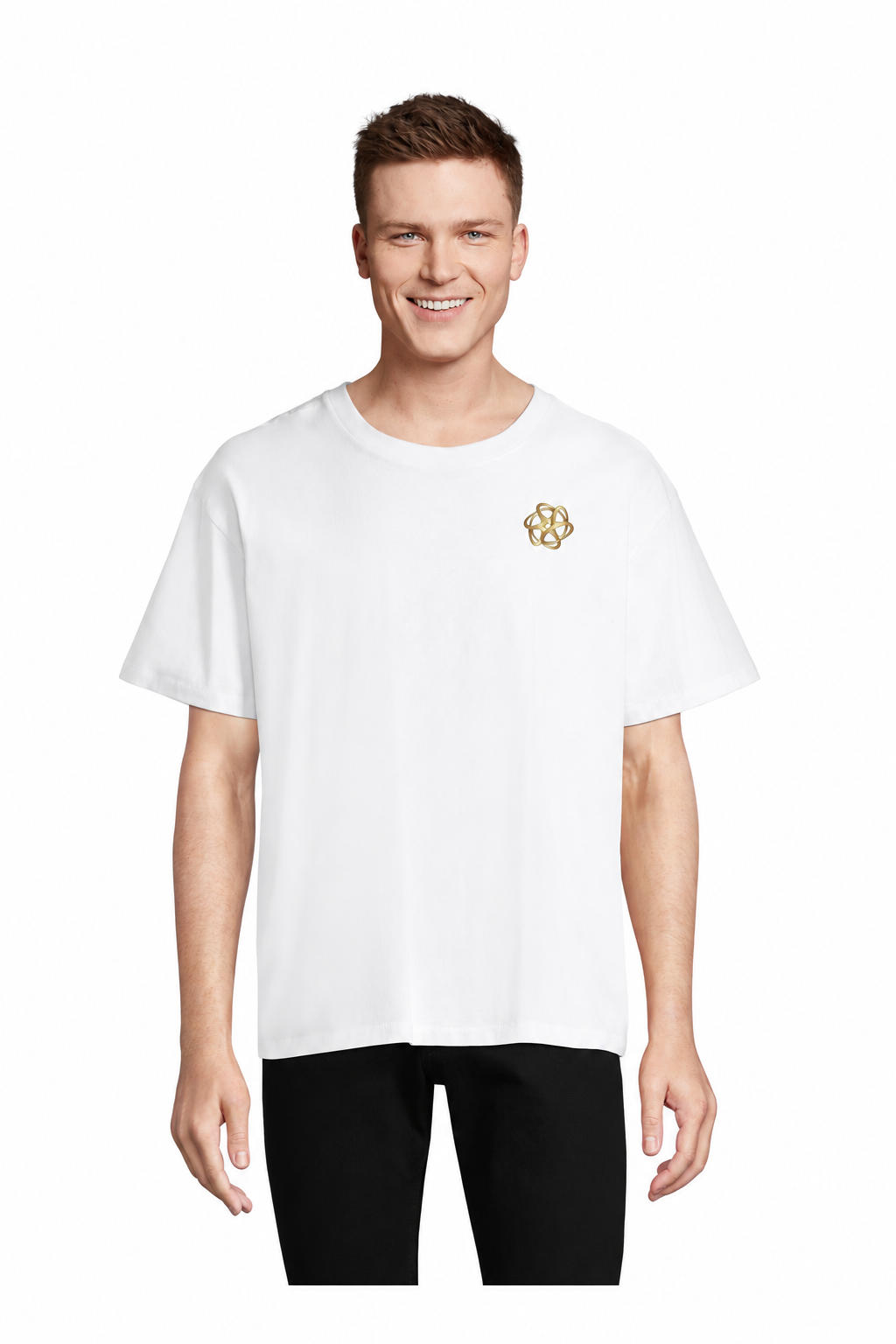 Tee-shirt LEGACY blanc avec la roue E-Cars brodée côté cœur